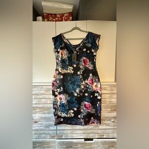 🌸 Pink Clove Floral Bodycon Dress Plus Size UK 24 NWT